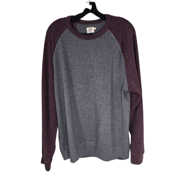 FAHERTY LEGEND BASEBALL SWEATER CREW Dark Rock Burgundy Grey Twill Mens Large - Picture 3 of 11